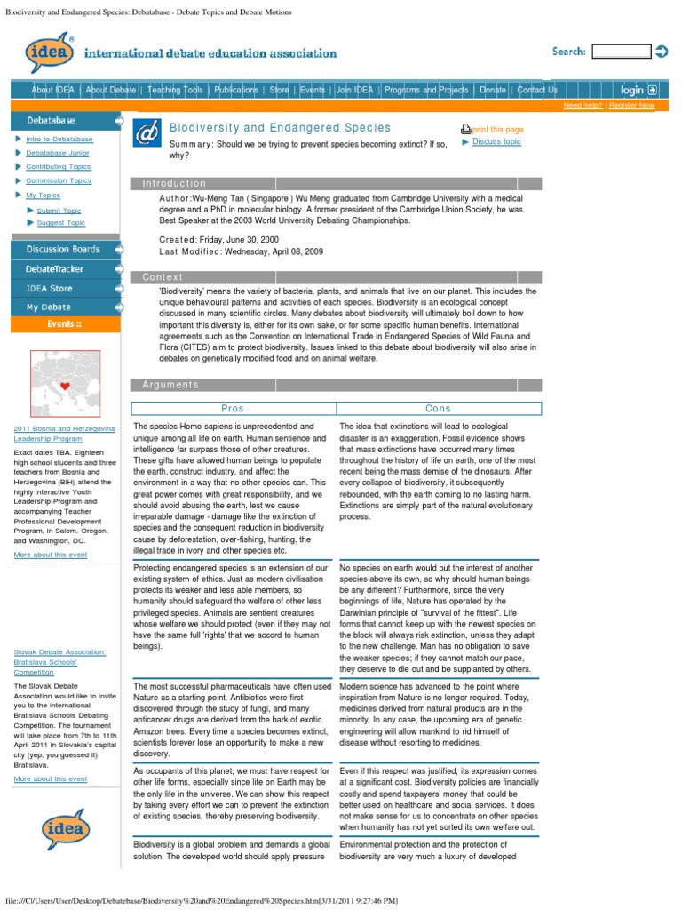 Biodiversity and Endangered Species | PDF | Extinction | Biodiversity
