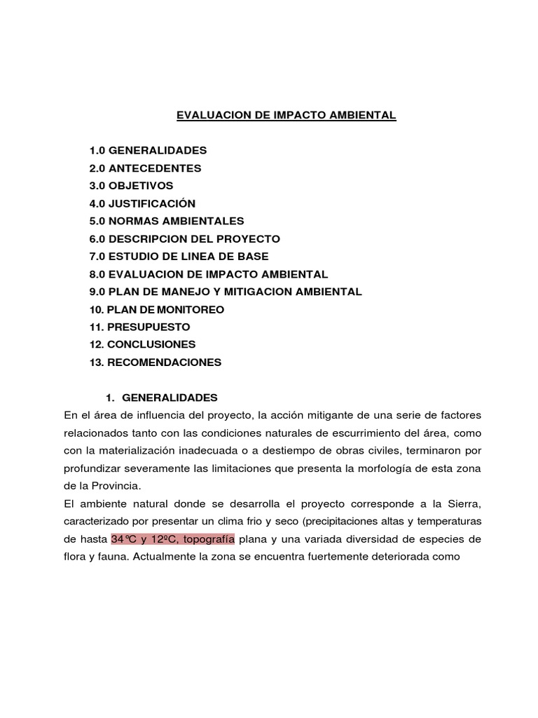 Evaluacion de Impacto Ambiental Detallado | PDF | Desarrollo sostenible ...