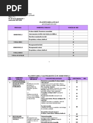 Planificare Dirigentie Clasa A 5 A
