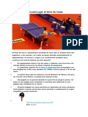 Normas Básicas Jugar Al Tenis de Mesa | PDF | Tenis de mesa | Deportes