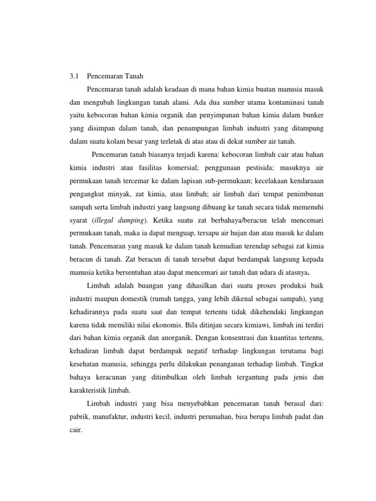 Penyebab dan Dampak Pencemaran Tanah | PDF | Griya & Taman | Sains ...