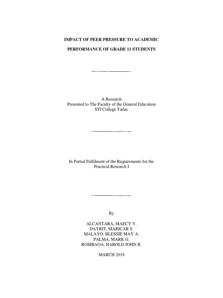 Impacts of Peer Pressure To Academic Performance of SHS Students | PDF ...