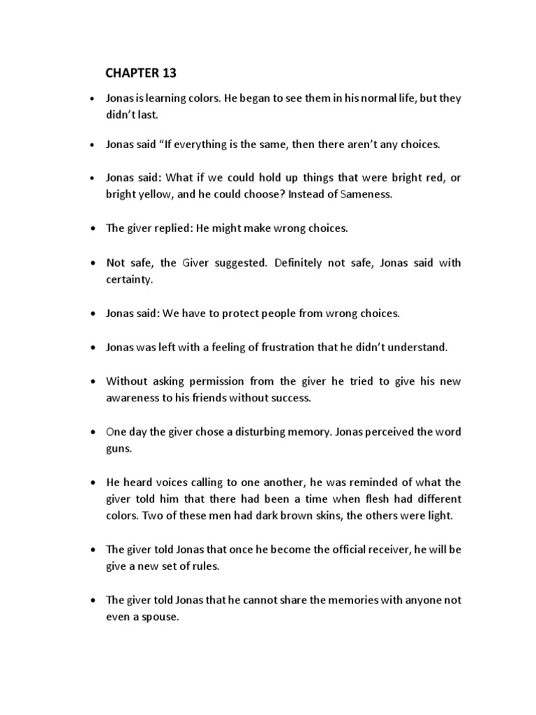 The Giver Chapter 13 15 Pdf The Giver
