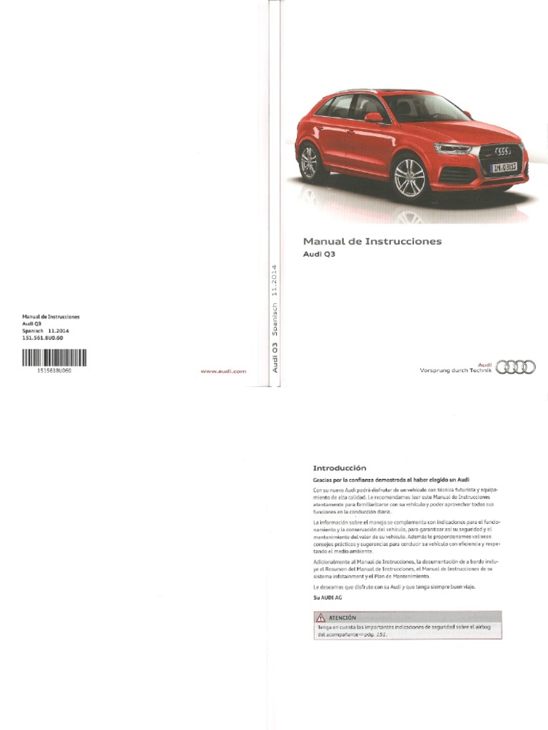 Manual de Instrucciones Audi Q3 PDF