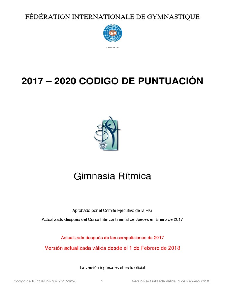 Código puntuación gimnasia rítmica 2020 Gimnasia Recreación