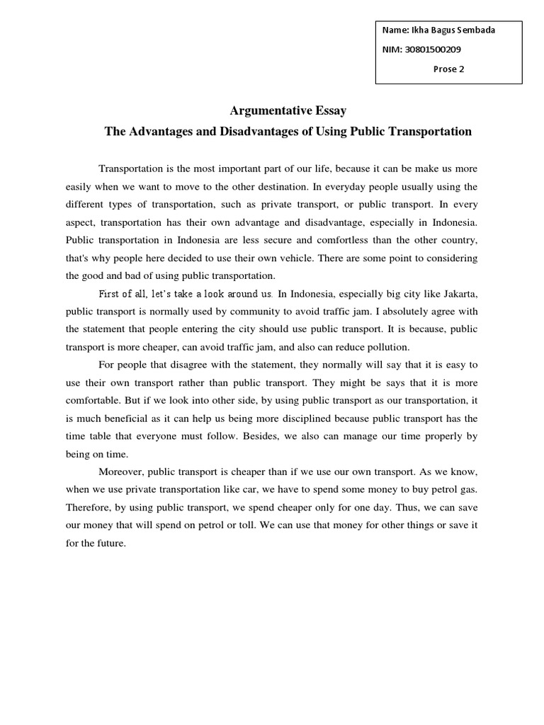 argumentative essay about transportation