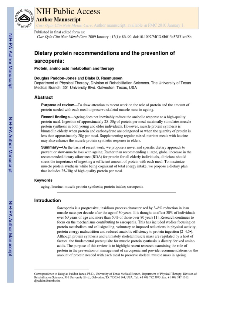 Dietery Protein in Sarcopenia | PDF | Leucine | Dietary Supplements