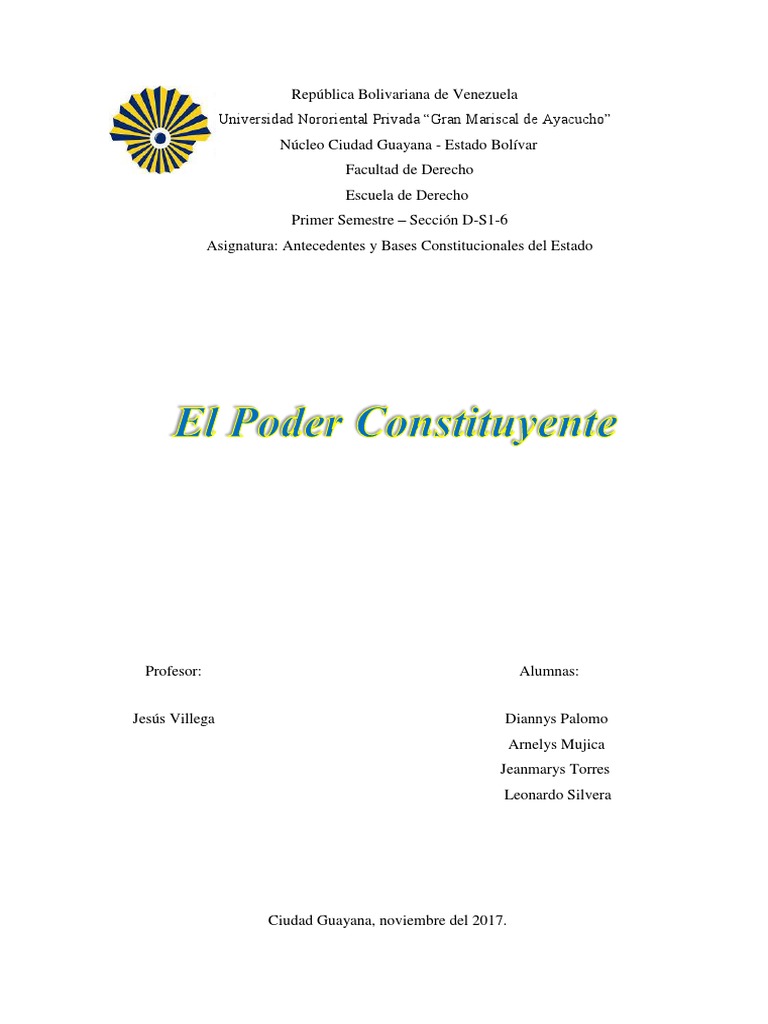 Trabajo de Bases Constitucionales - Poder Constituyente | PDF ...