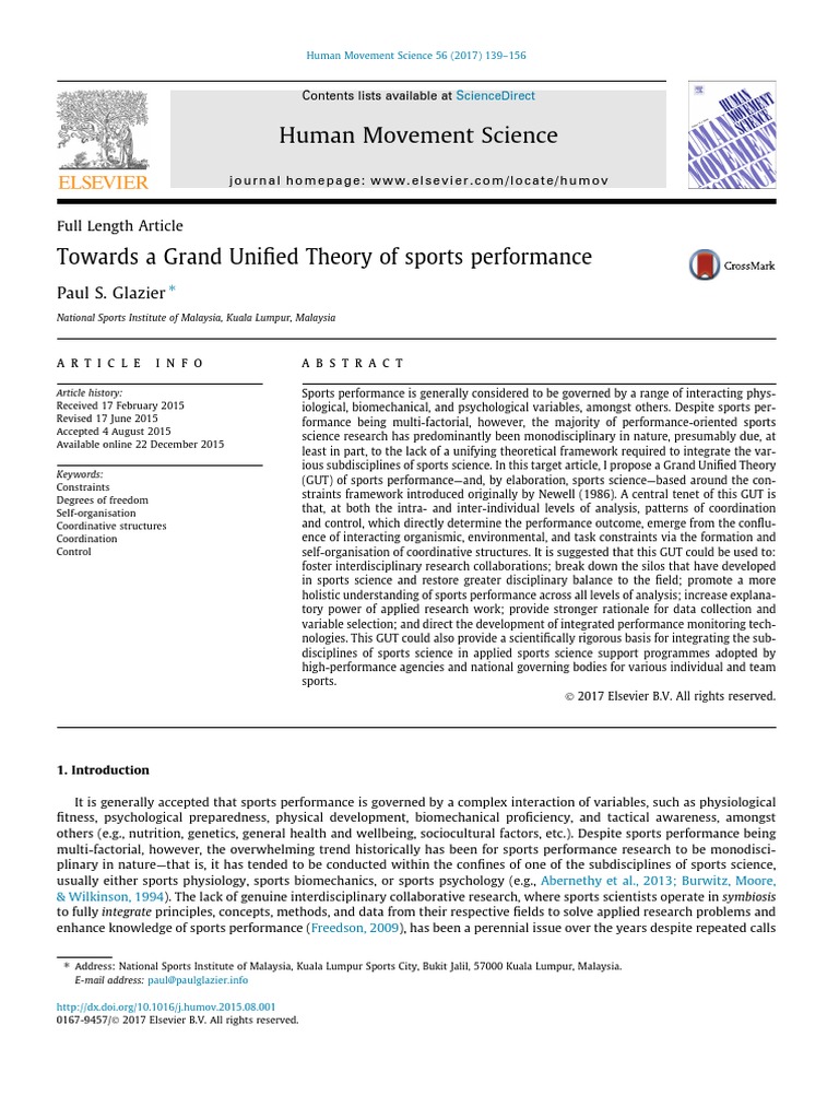 Towards A Grand Unified Theory of Sports Performance | PDF | Self ...