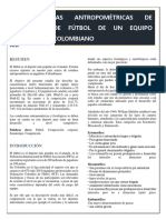 Analisis Antropometrico (Características Antropométricas de Jugadores de Fútbol de Un Equipo Profesional Colombiano)