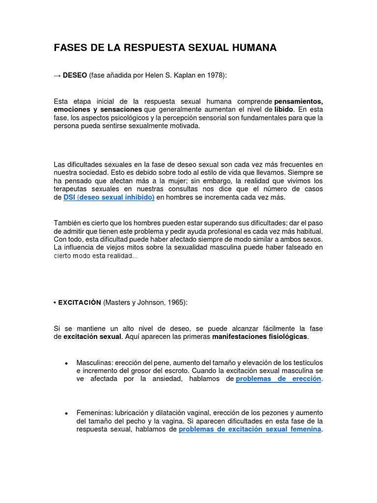 Fases de la Respuesta Sexual Humana | PDF | Disfunción eréctil | Orgasmo