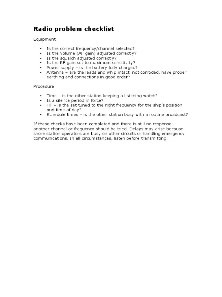Radio Communication Troubleshooting Guide | PDF | Technology & Engineering