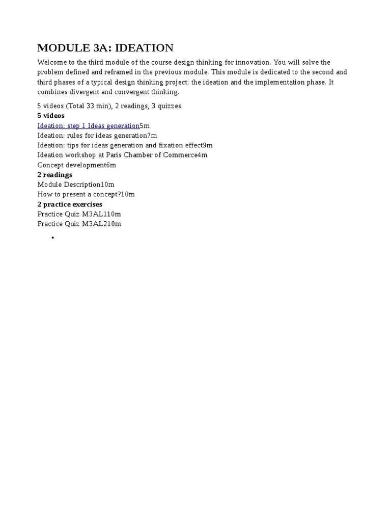 Module 3A: Ideation: 5 Videos | PDF | Art