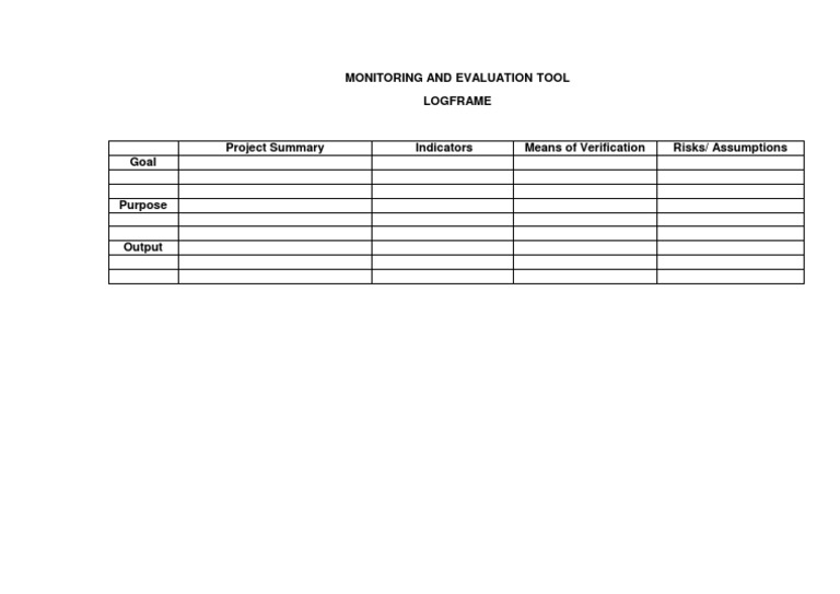 Monitoring and Evaluation Logframe Tool | PDF