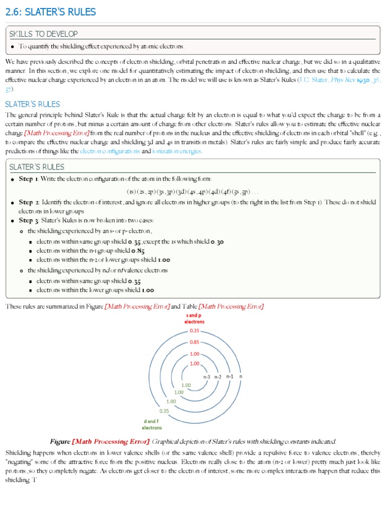 Slaters Rules | PDF | Electron Configuration | Electron