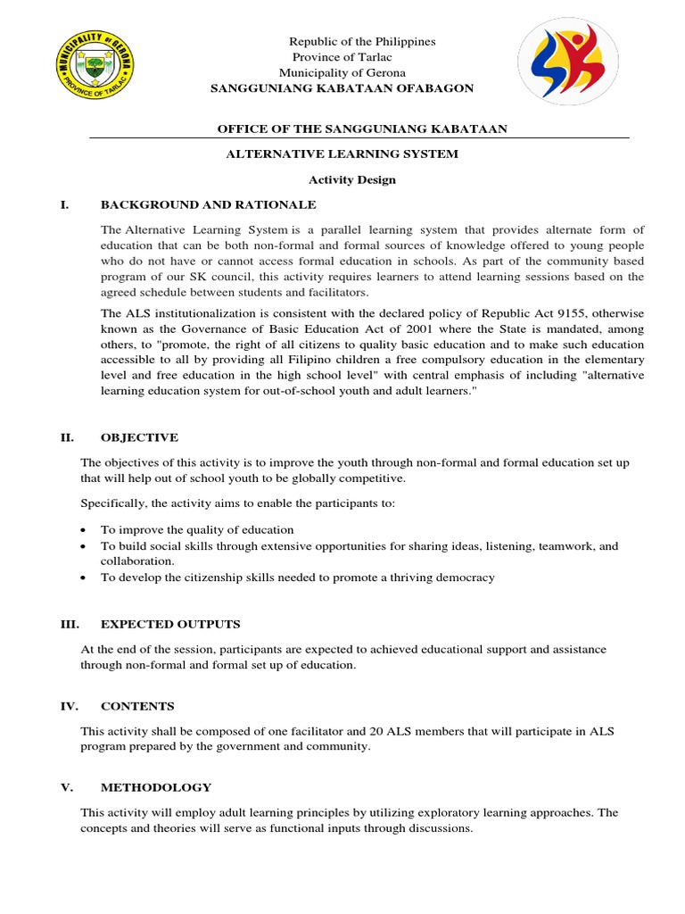 ALS Activity Design for Youth Education | PDF | Learning | Cognition
