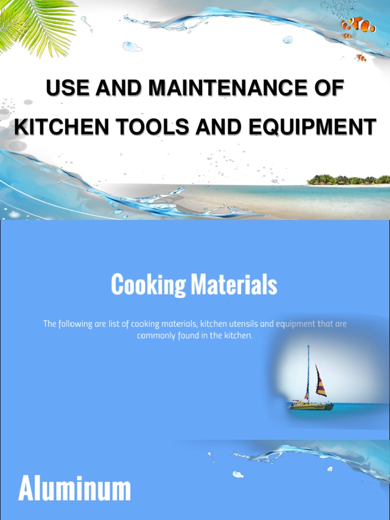 Use and Maintenance of Kitchen Tools and Equipment PDF