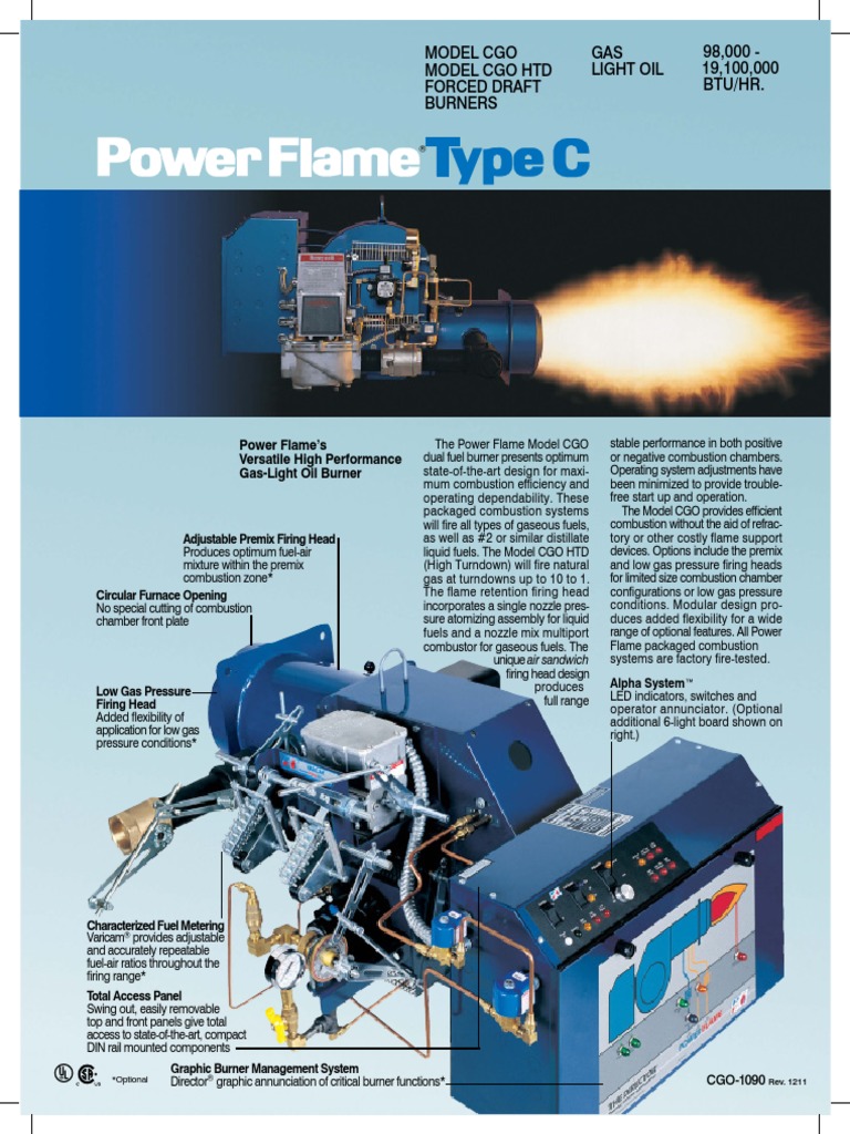 Model Cgo Model Cgo HTD Forced Draft Burners GAS Light Oil 98,000 19,100,000 Btu/Hr PDF