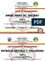 Certificate of Achievement Grade 9