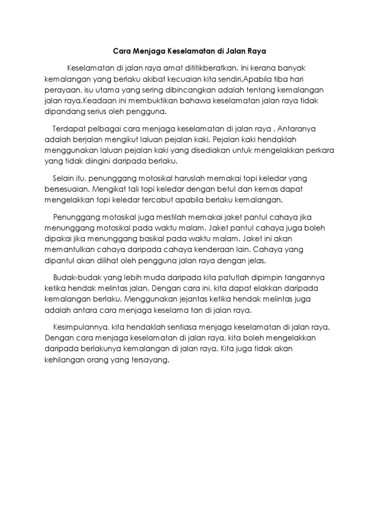 Cara Menjaga Keselamatan Di Jalan Raya | PDF