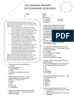 Soal Bahasa Inggris TAHUN PELAJARAN 2018-2019