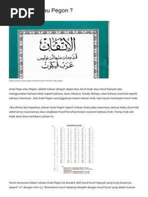 Arab Pego Atau Pegon Jaringan Santri Pdf