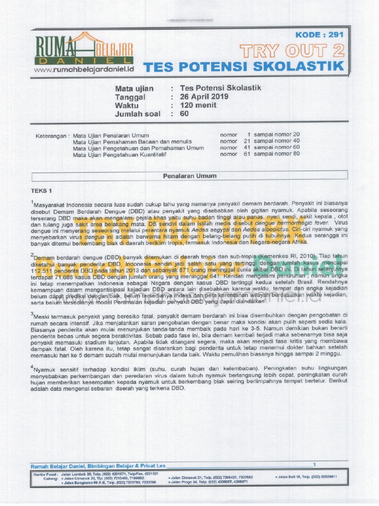 To 2 Tes Potensi Skolastik Kode 291 Pdf Rumahbelajardaniel