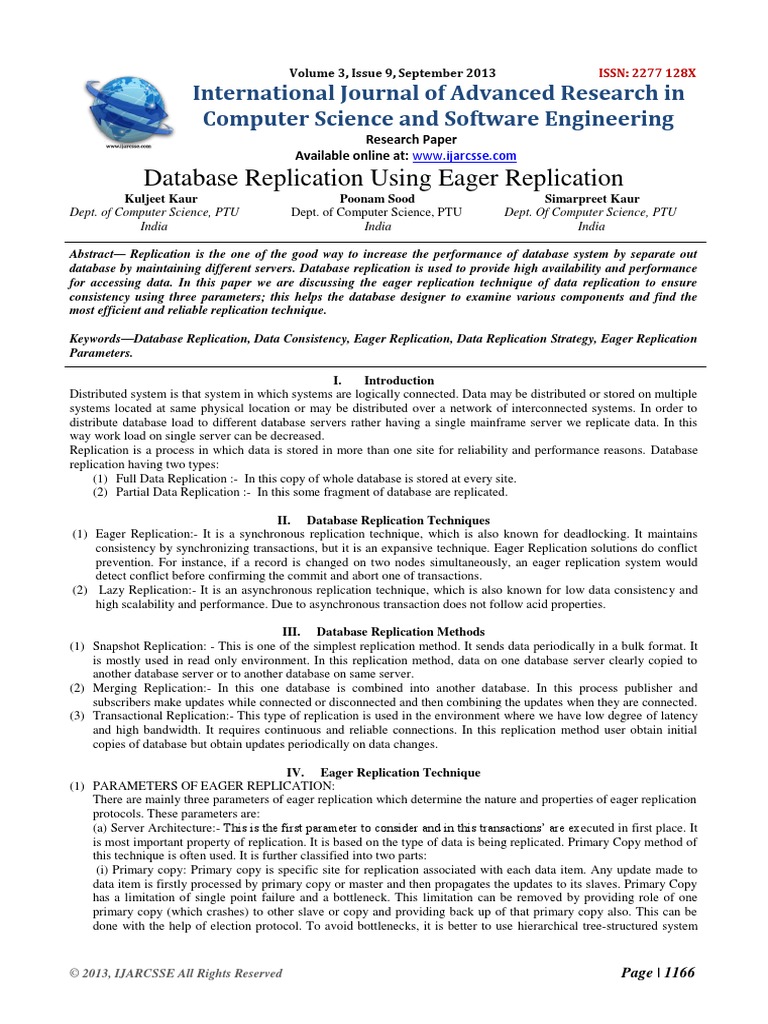 Data Replication Techniques | PDF | Replication (Computing) | Database ...