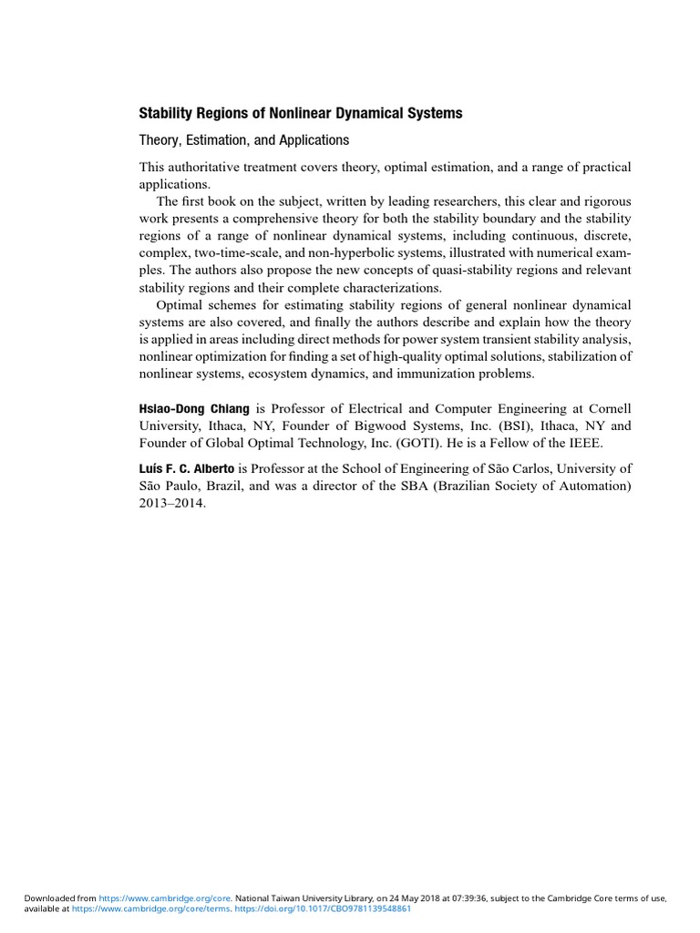 02.0 PP III III Stability Regions of Nonlinear Dynamical Systems | PDF ...