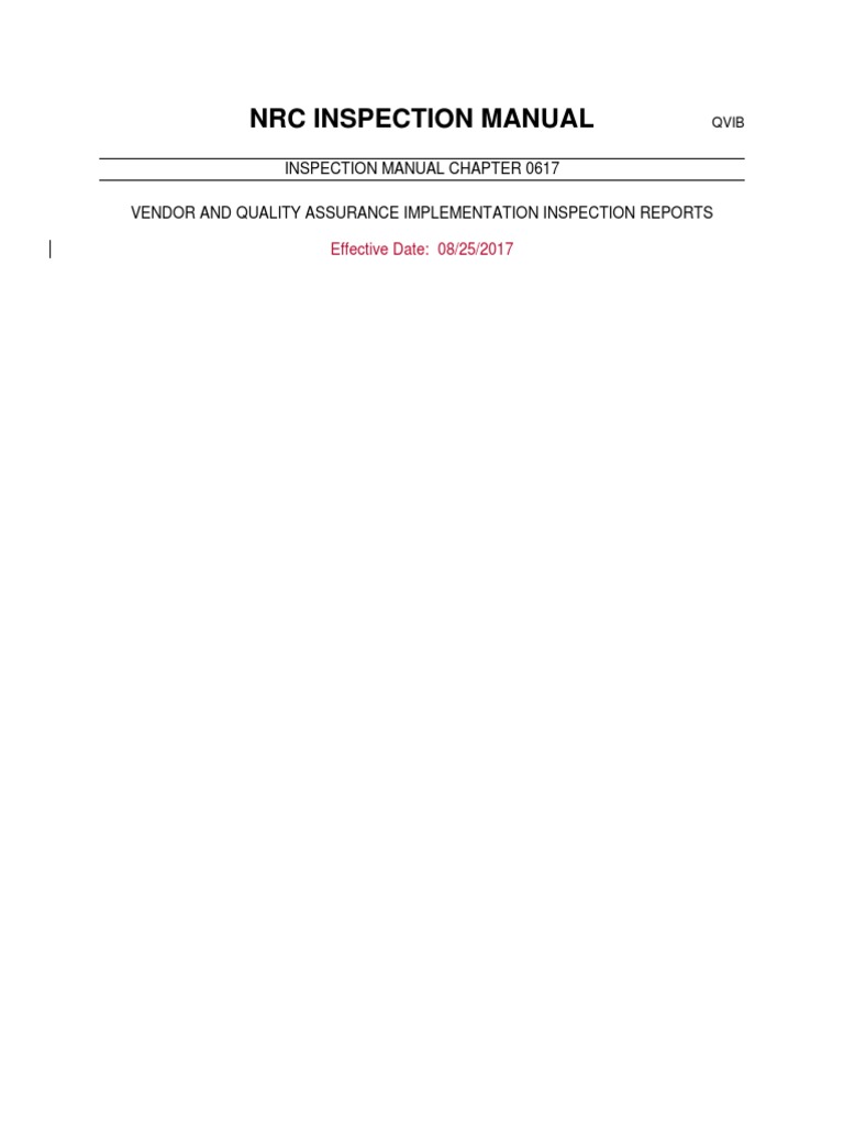 Vendor Inspection and QA Report Guide | PDF | Nuclear Regulatory ...