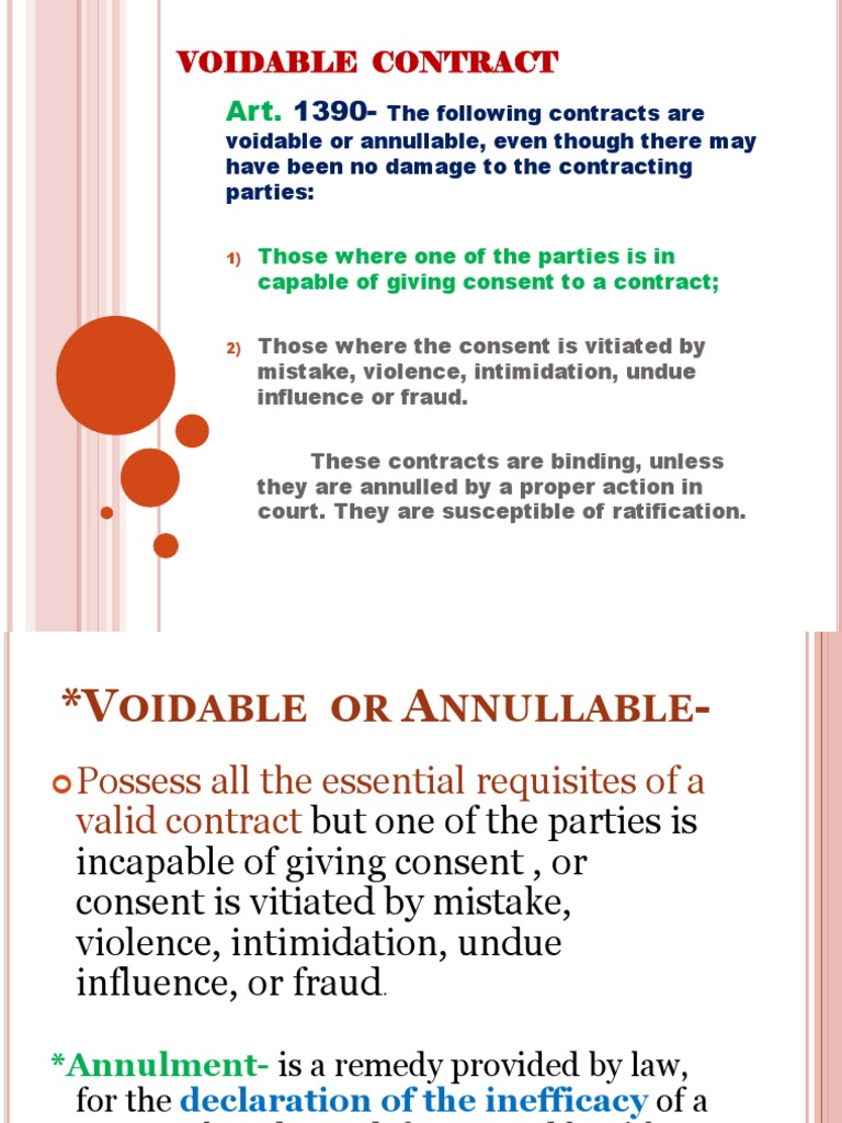 Voidable and Annullable Contracts | PDF | Annulment | Ratification