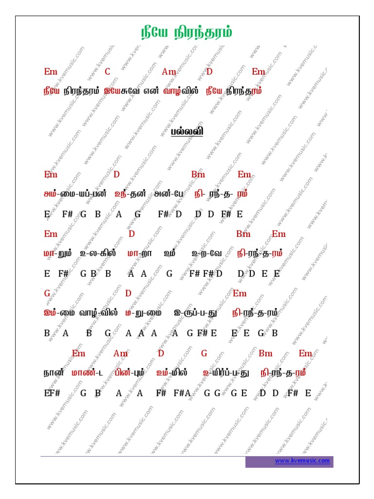 Neeye Nirantharam Music Notes