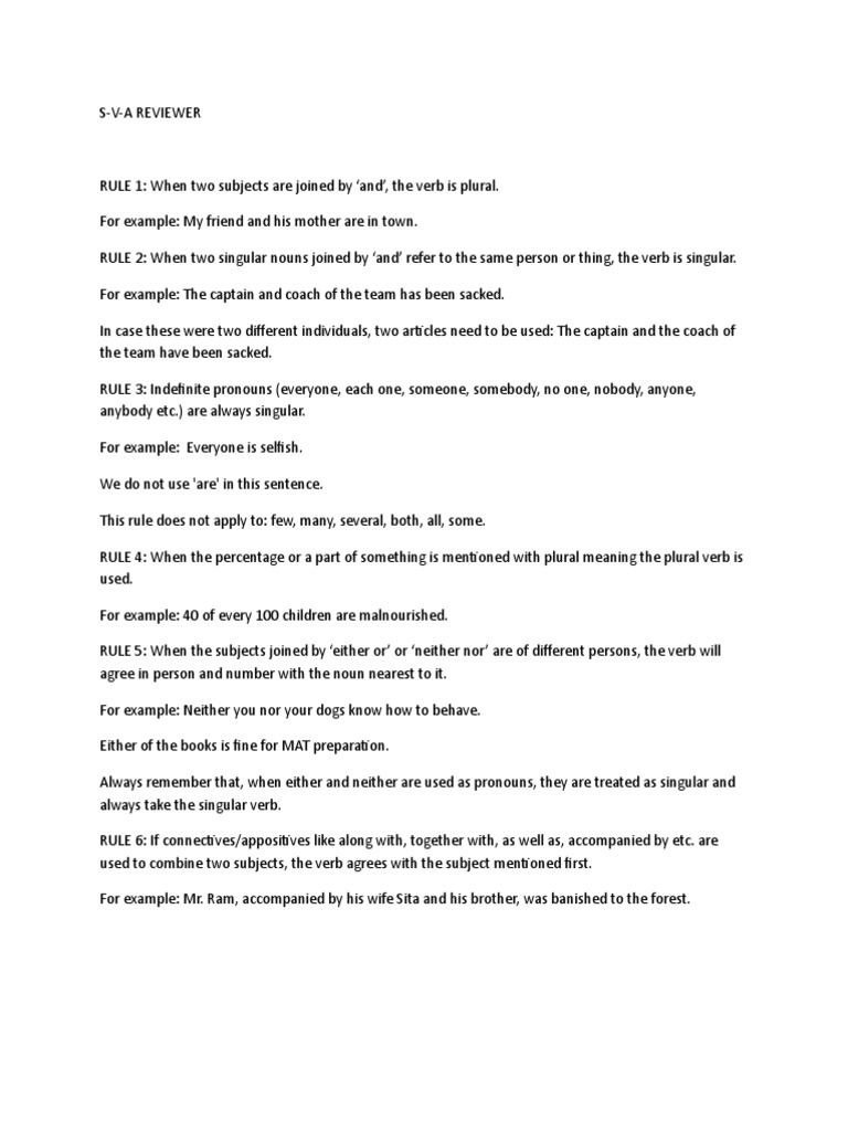 Subject-Verb Agreement Rules Guide | PDF