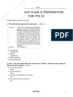 English Quiz Grade 8 - Preparation For Pts 01