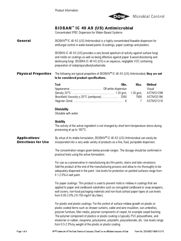 Bioban - Dow Chemicals | PDF | Dow Chemical Company | Plastic