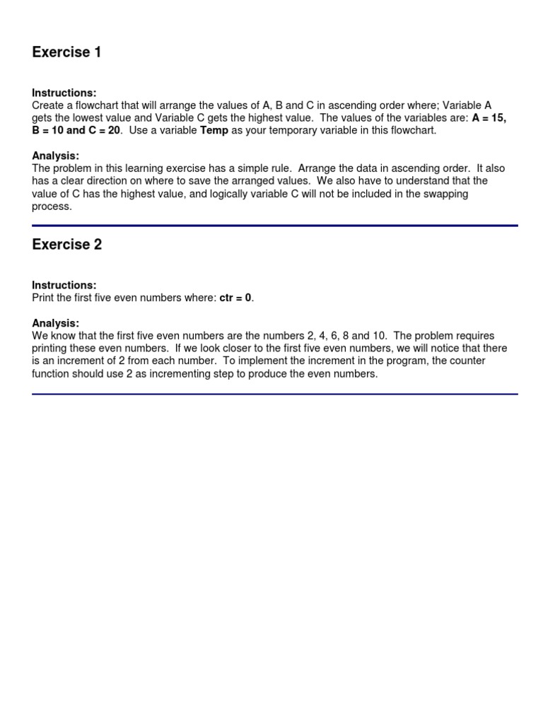Flow Chart Exercises Pdf