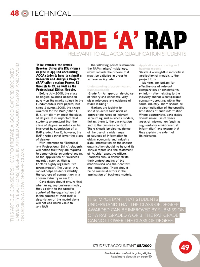 Achieving Grade A in ACCA RAP | PDF