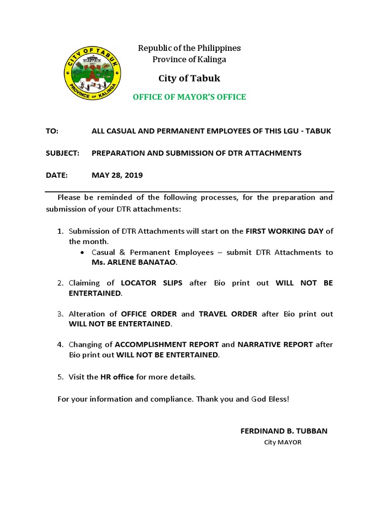DTR Submission Guidelines for Employees | PDF