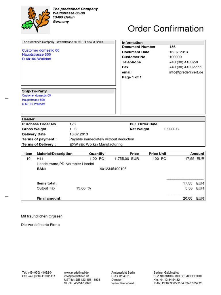 Order Confirmation for Purchase 123 | PDF | Public Finance | Taxation