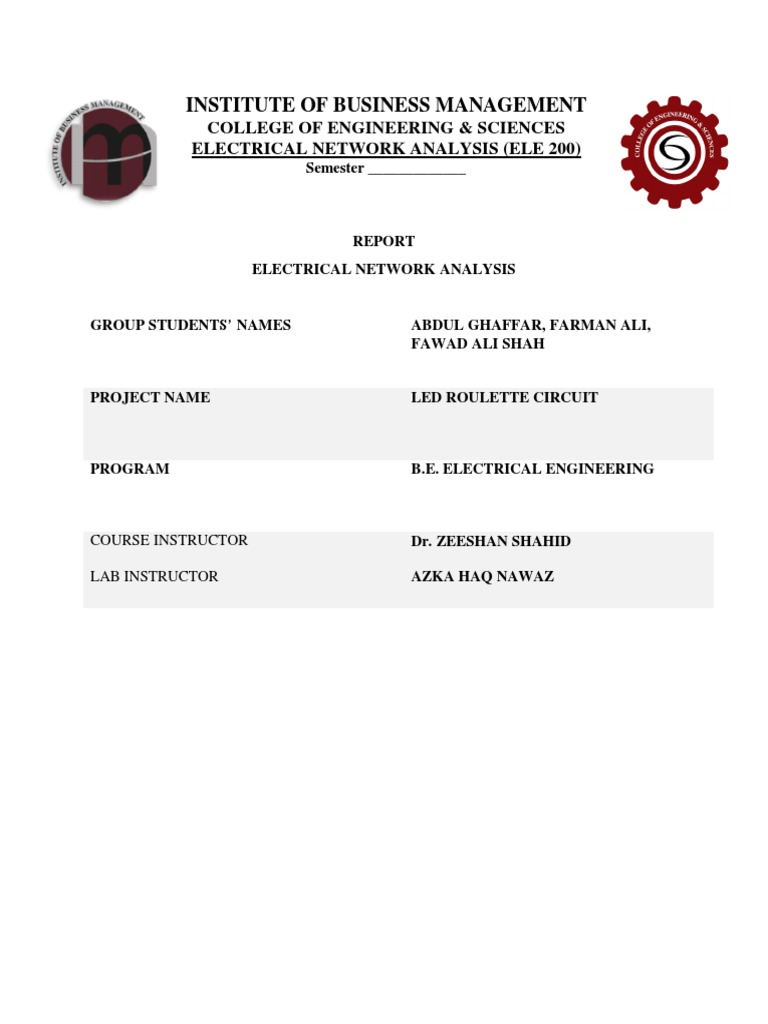 ELectrical Network Analysis LED Roulette Report | PDF | Capacitor ...