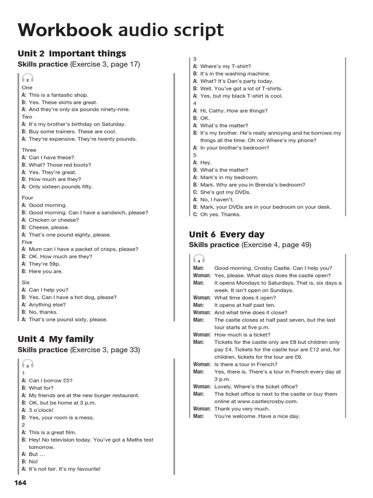 17 LB 5 Grade TB - Workbook Audio Script | PDF