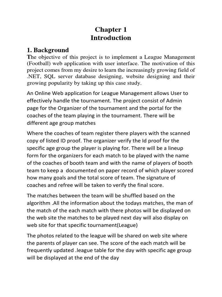 Online Football League Management System | PDF
