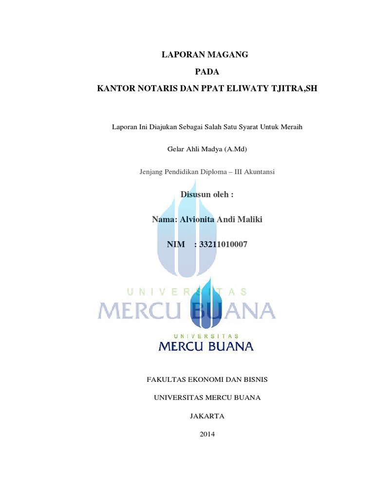 Contoh Laporan Pkl Di Kantor Notaris
