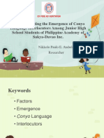 Factors Affecting The Emergence of Conyo Language Interlocutors Among Junior High School Students of Philippine Academy of Sakya-Davao Inc