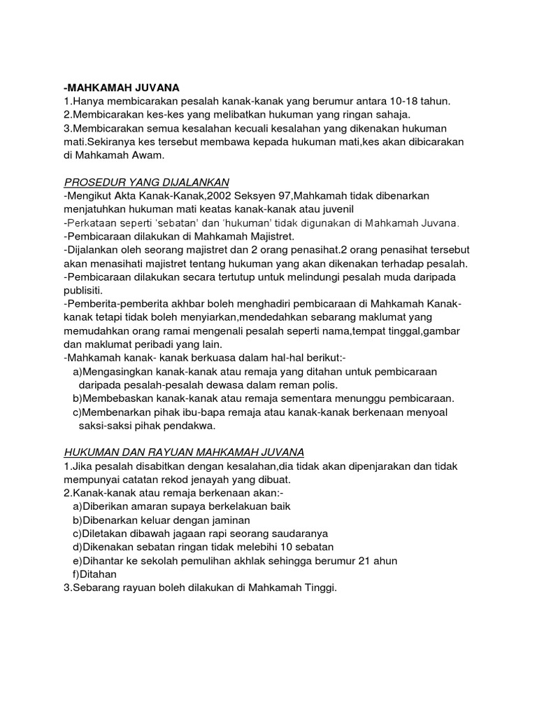 Mahkamah Juvana | PDF