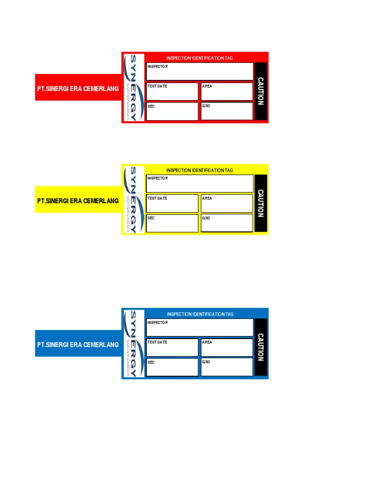 Inspection Identification Tags Overview | PDF
