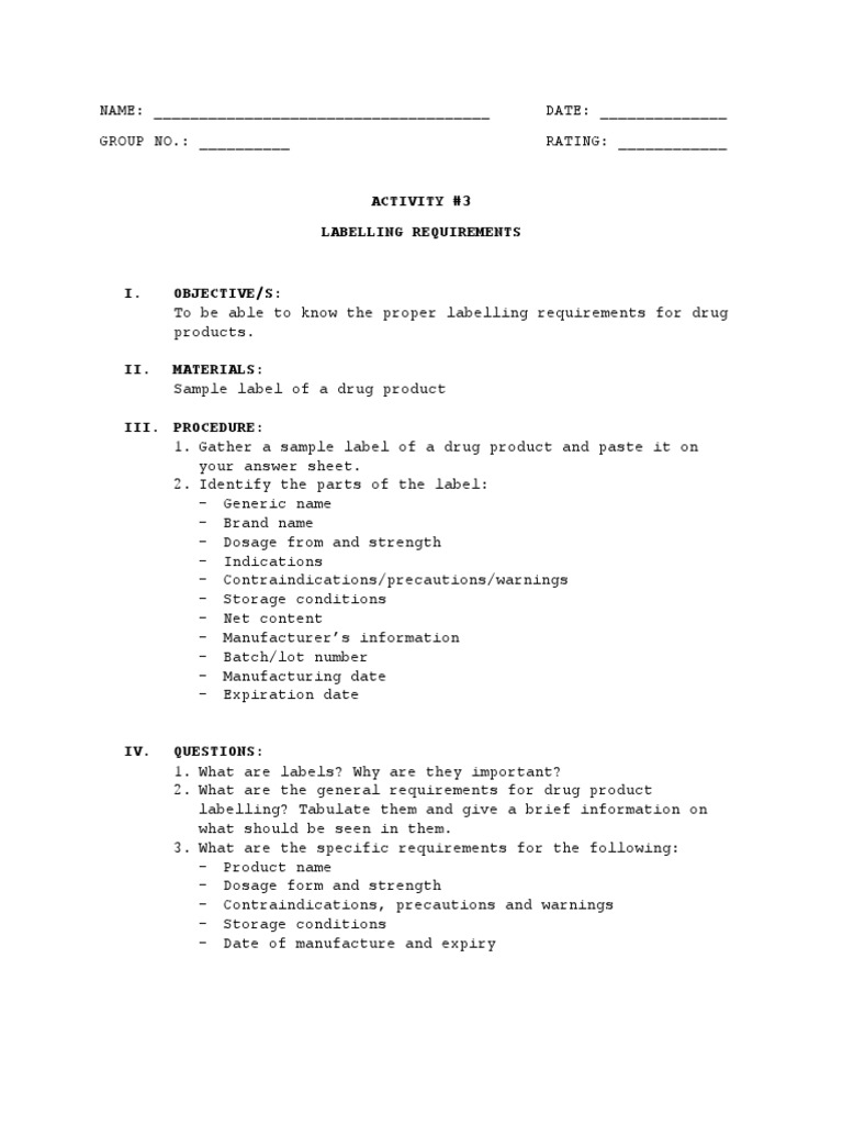 Dispensing Lab Activity 3 | PDF