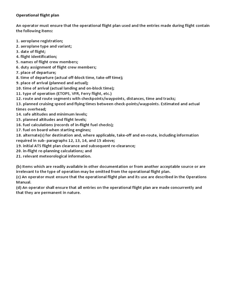 Operational Flight Plan Requirements | PDF | Transponder (Aeronautics ...
