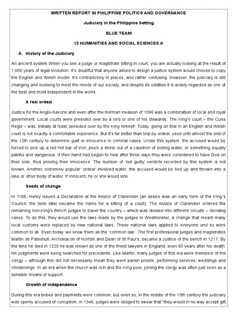 Written Report in Philippine Politics and Governance | PDF | Supreme ...