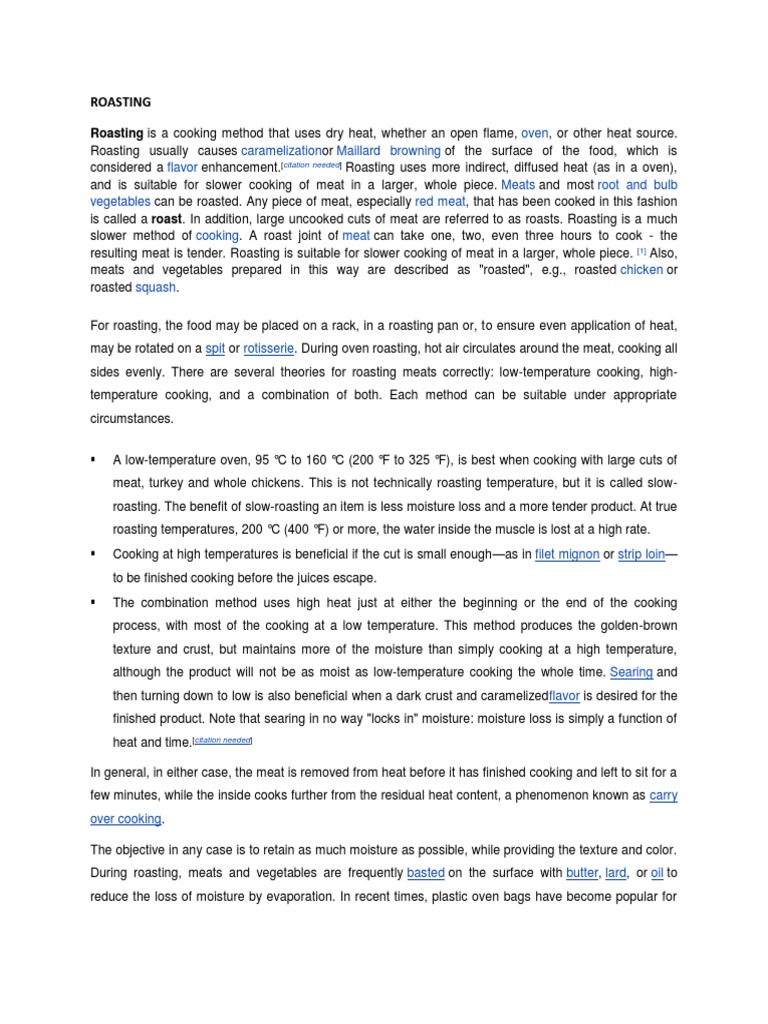 Roasting Roasting Is A Cooking Method That Uses Dry Heat, Whether An